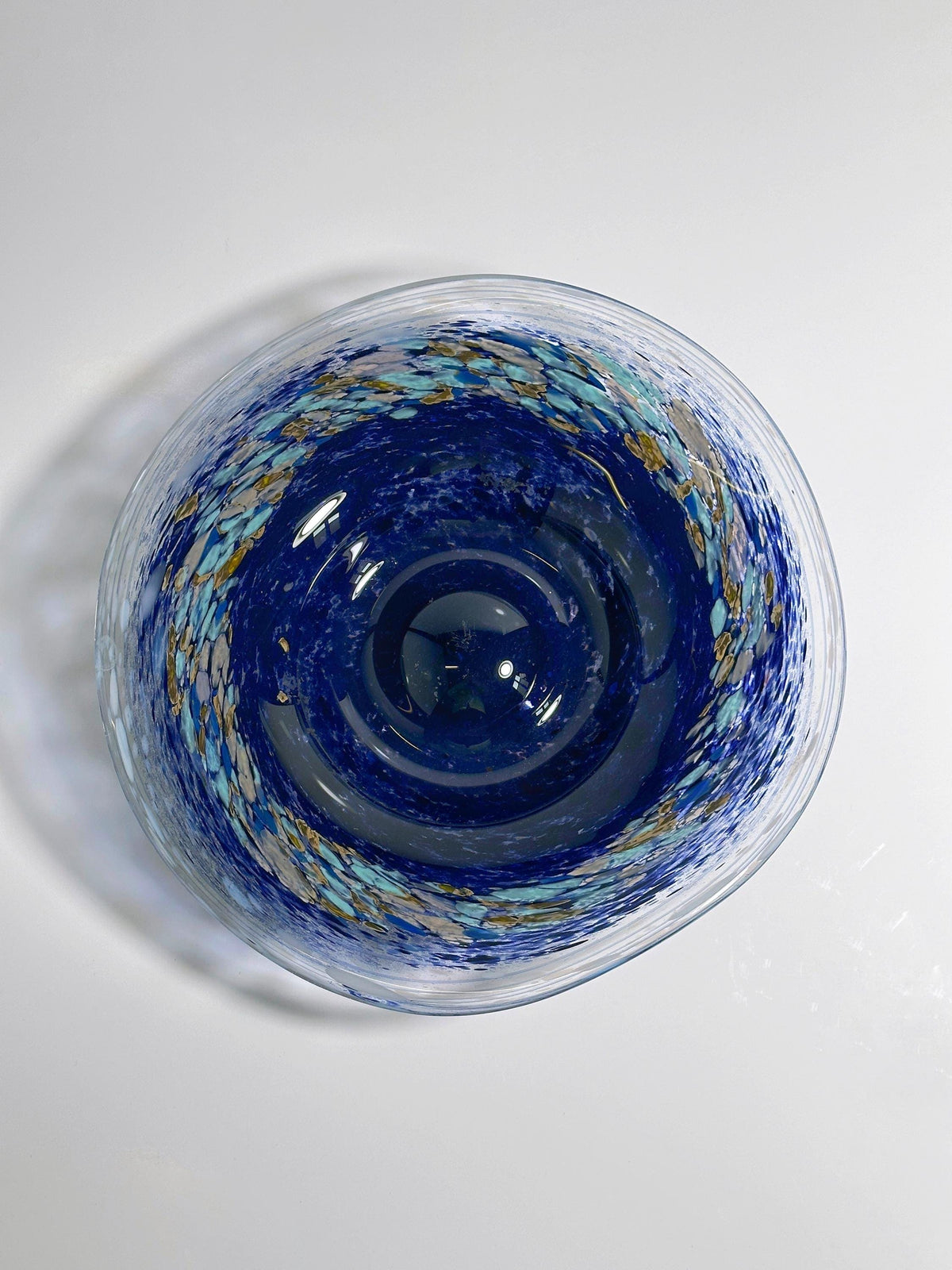 Vintage Glasschale "Swirl" Böhmen, Ø 32 cm, 1980er