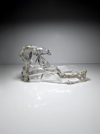 Vintage crystal bowl polar bear by Zarel Zentner 1930