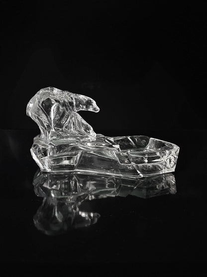 Vintage crystal bowl polar bear by Zarel Zentner 1930