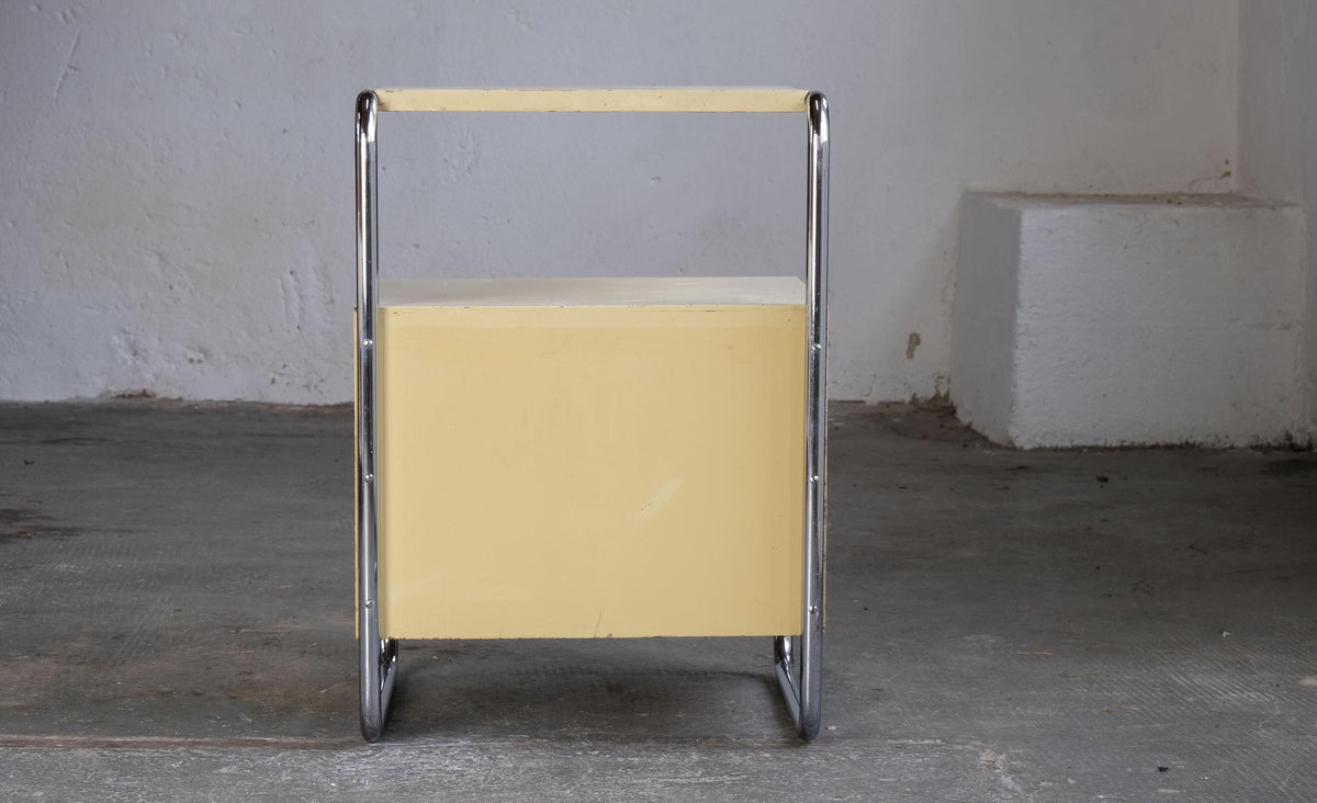 Vintage bedside table by Mücke Melder Bauhaus 1930s wood chrome