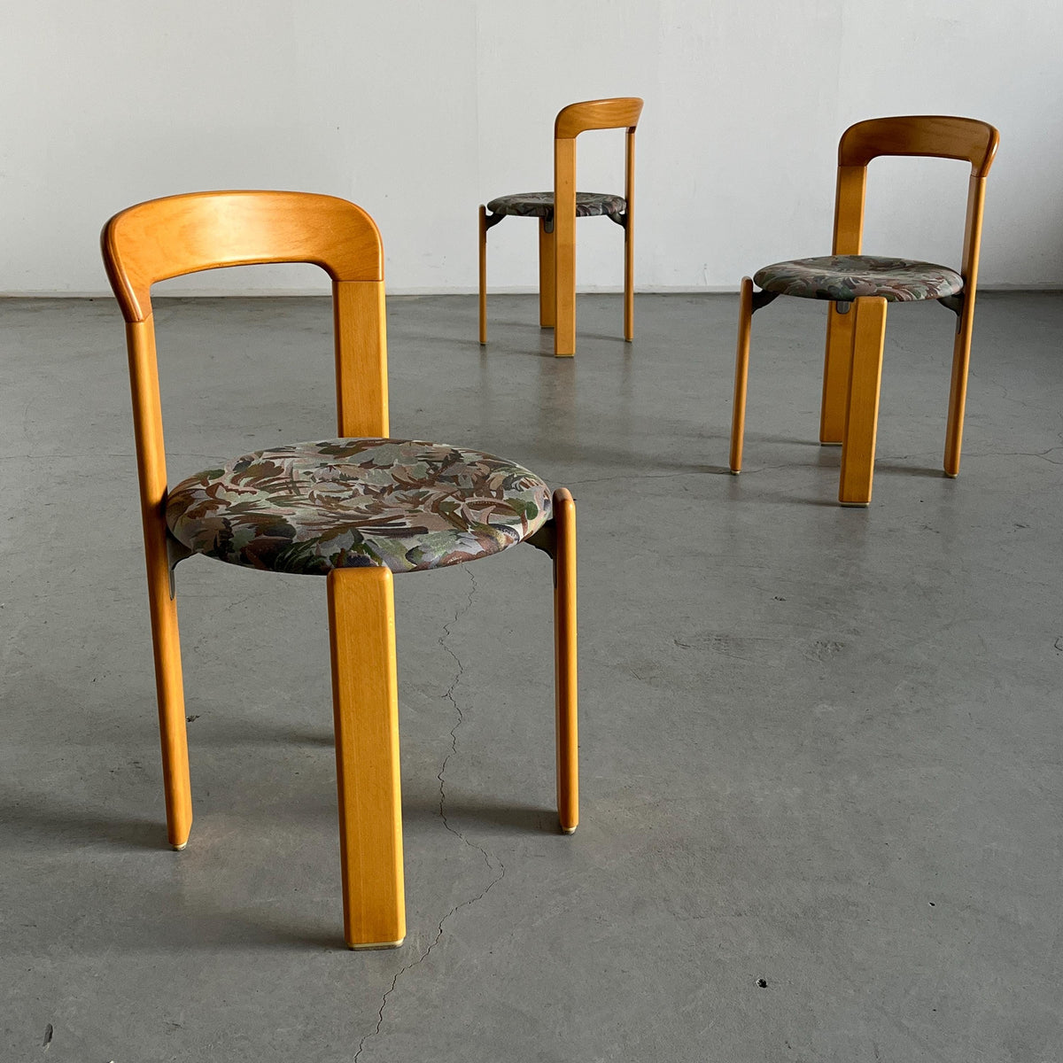 Chaise de salle à manger vintage Bruno Rey de Kusch+Co avec motif floral 1 sur 3