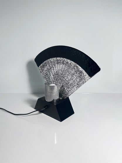 Lampe de table éventail vintage Murano Art Déco 1980 par Fabbian Mazzega Venini