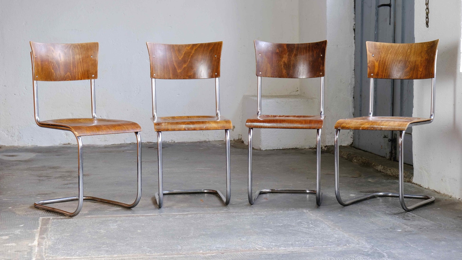 Vintage Set von 4 Freischwinger S 43 von Mart Stam für Slezák