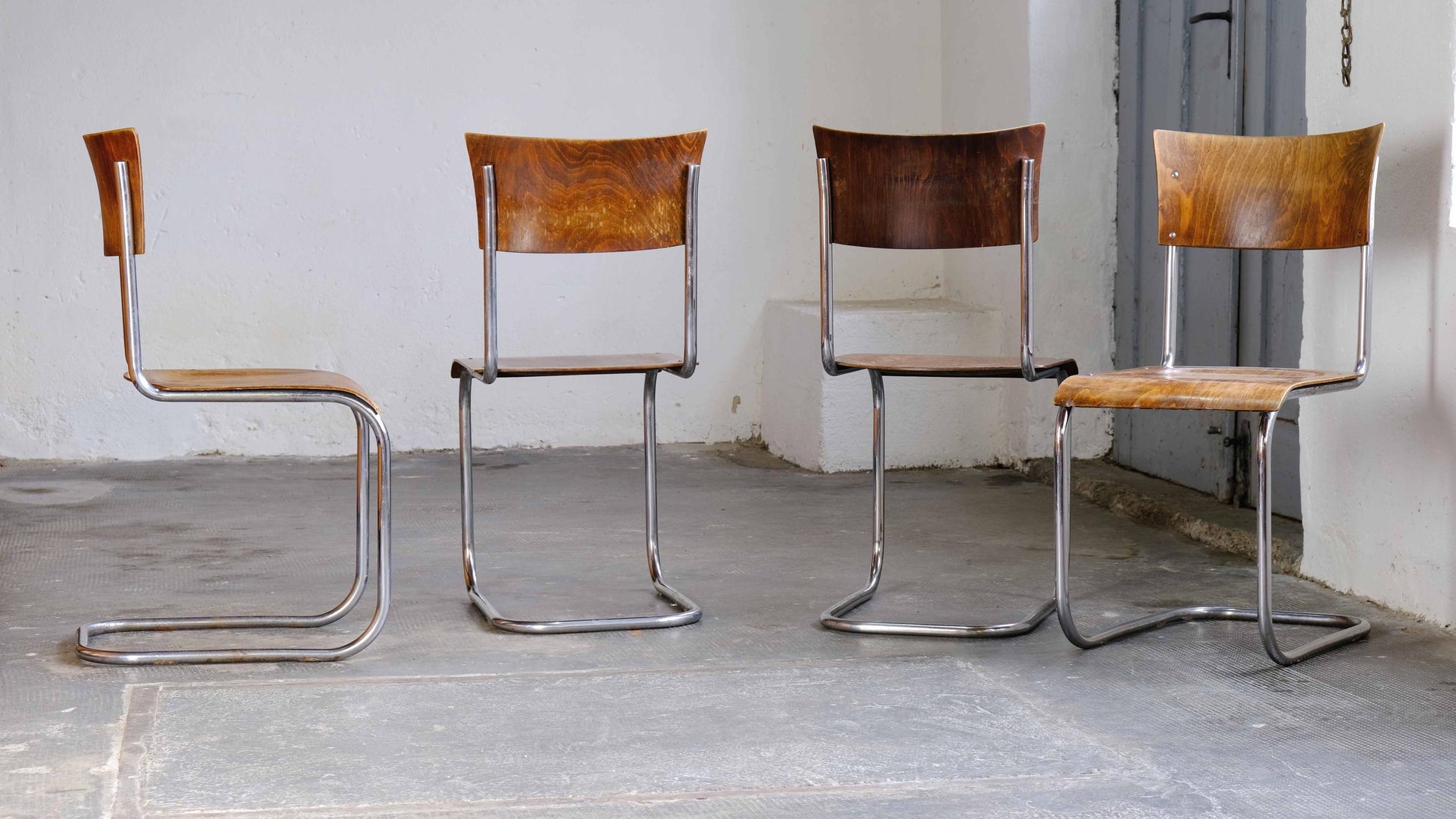 Vintage Set von 4 Freischwinger S 43 von Mart Stam für Slezák