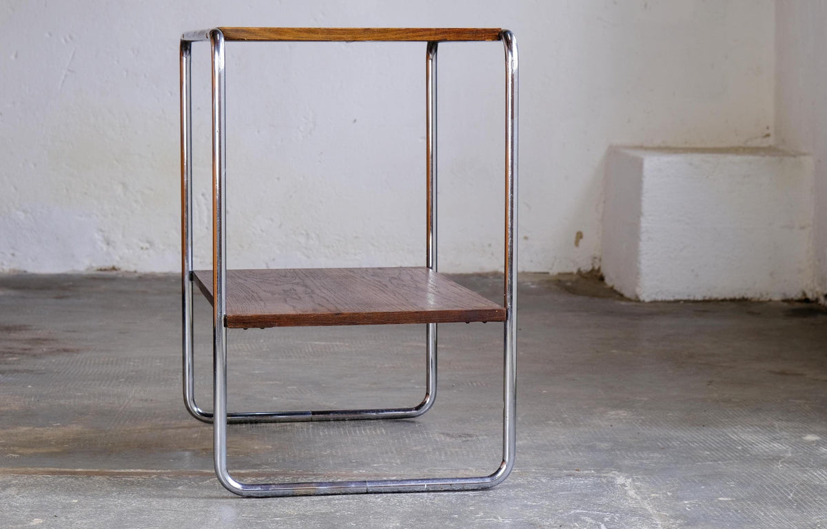 Vintage Regal Bauhaus verchromtes Stahlrohrgestell