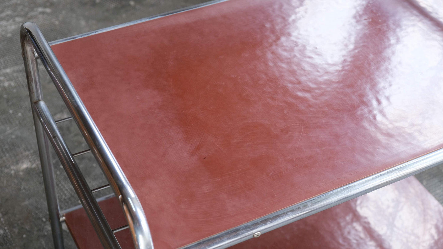 Vintage Beistelltisch Bauhaus / Regal Art Deco aus Stahlrohr