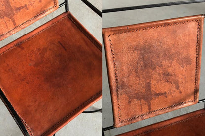 Vintage Sessel Schmiedeeisen Leder Neoklassisch 1980er