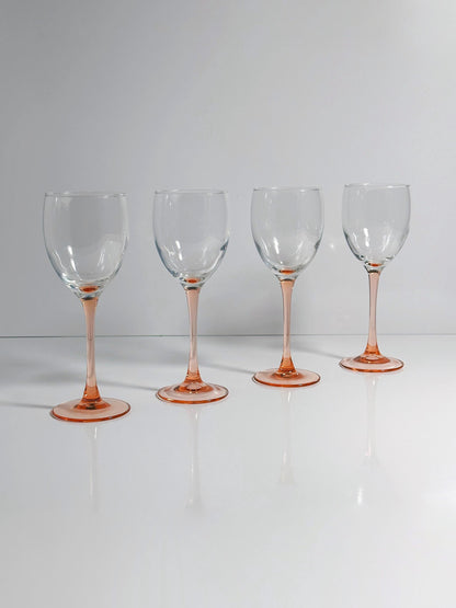 Vintage Glas Luminarc Rose von France Rosalin Pink 80er Art Deco Revival Set von 4