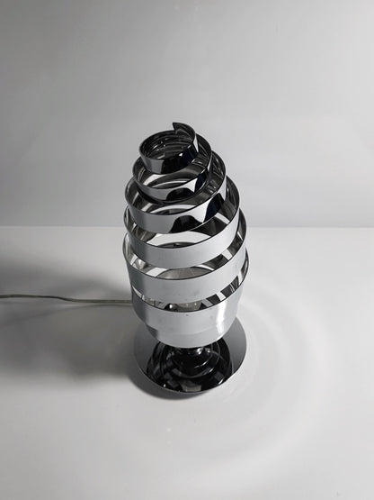 Lampe de table vintage chromée de style Space Age Spoutnik, milieu du siècle, années 60-70, spirale futuriste