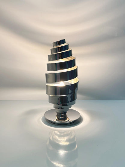 Lampe de table vintage chromée de style Space Age Spoutnik, milieu du siècle, années 60-70, spirale futuriste
