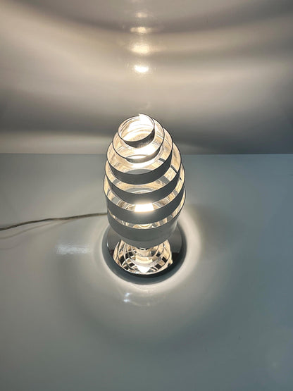 Lampe de table vintage chromée de style Space Age Spoutnik, milieu du siècle, années 60-70, spirale futuriste