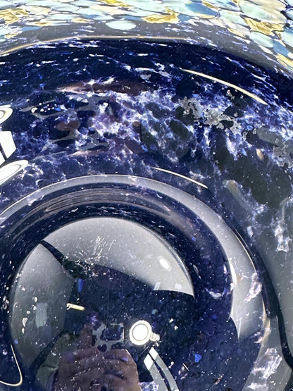 Vintage Böhmische Vase von CZ Blau Space Age