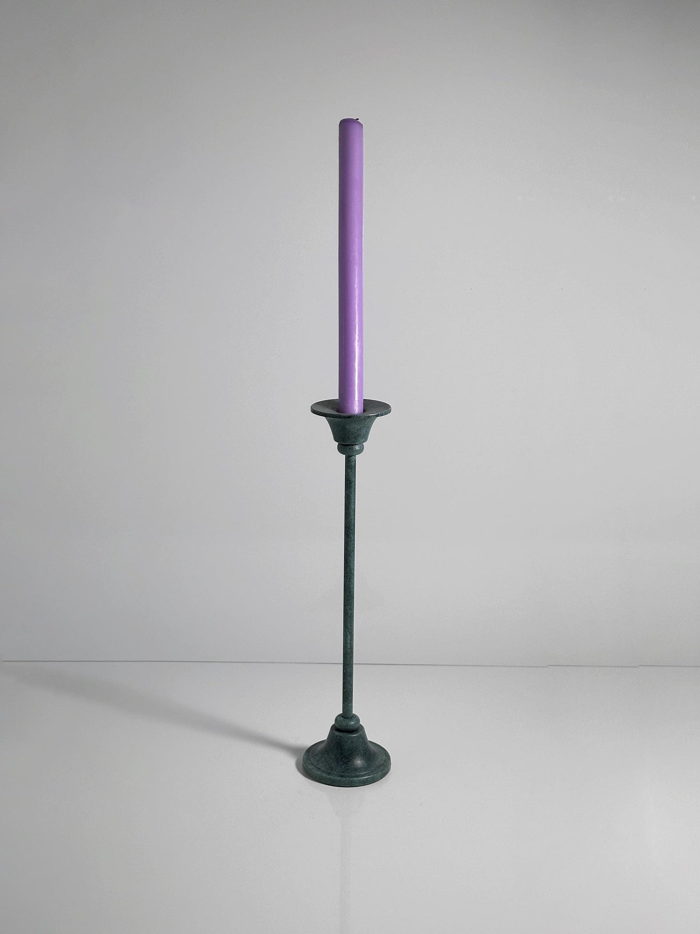 Bougeoir postmoderne vintage en métal patine vert turquoise 1980 1990