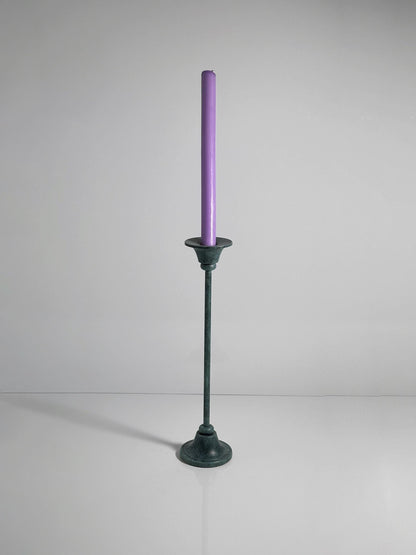 Bougeoir postmoderne vintage en métal patine vert turquoise 1980 1990