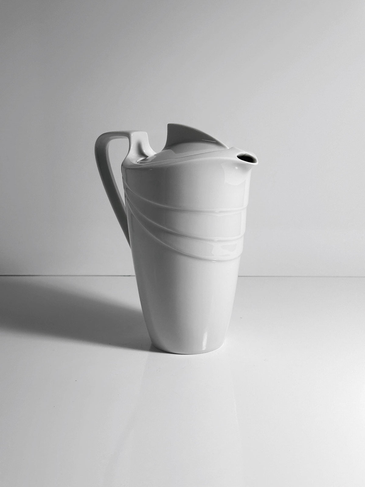 Verseuse vintage en porcelaine blanche, Art Deco Revival, 1980s