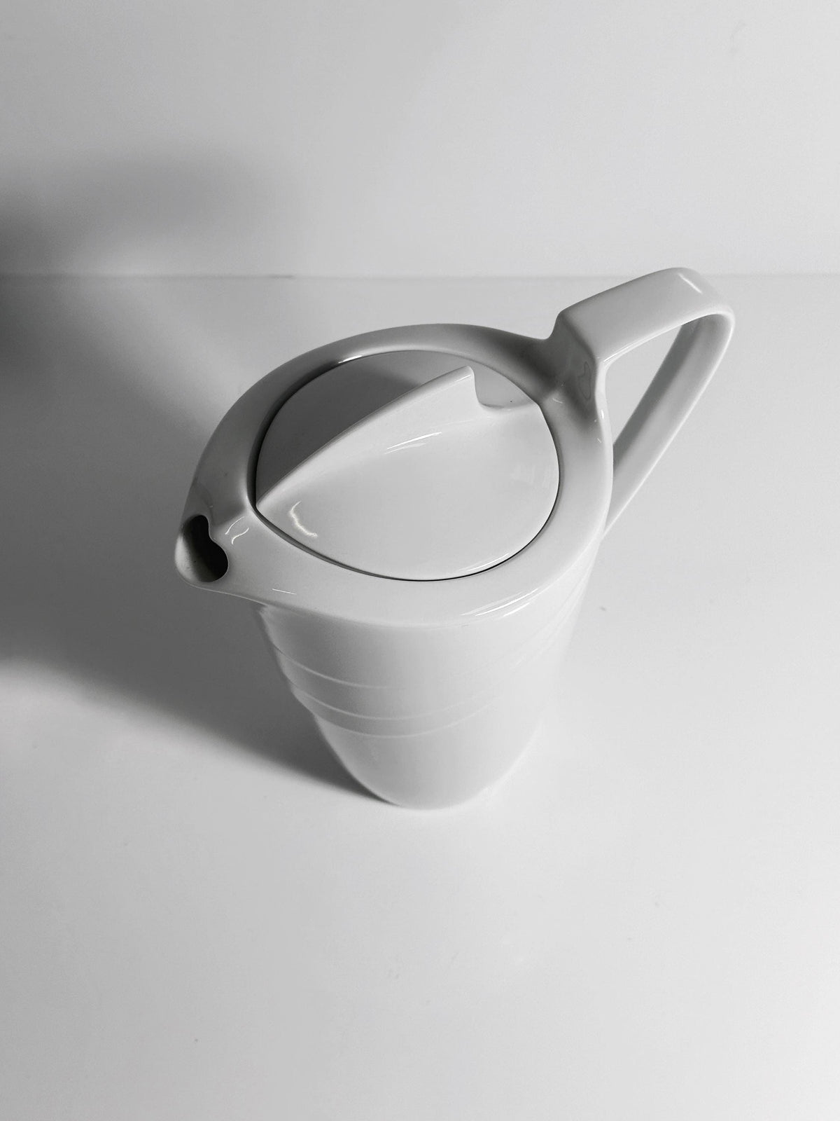 Verseuse vintage en porcelaine blanche, Art Deco Revival, 1980s