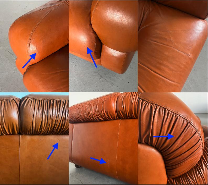 Vintage Sitz 1970er Cognac Leder Mid-Century Modern Italien Set von 3