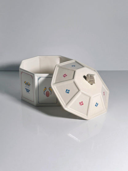 Vintage Keksdose Keramik Vogel Garten von Memphis Milano