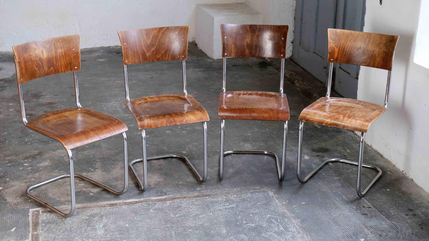 Vintage Set von 4 Freischwinger S 43 von Mart Stam für Slezák