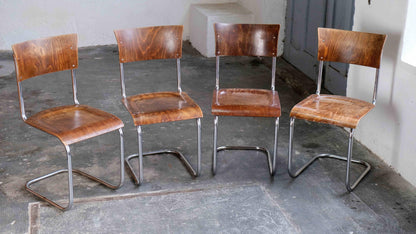 Vintage Set von 4 Freischwinger S 43 von Mart Stam für Slezák