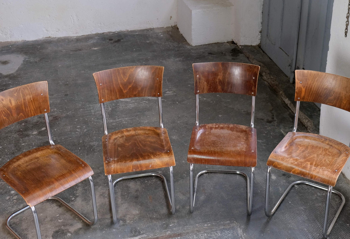 Vintage Set von 4 Freischwinger S 43 von Mart Stam für Slezák