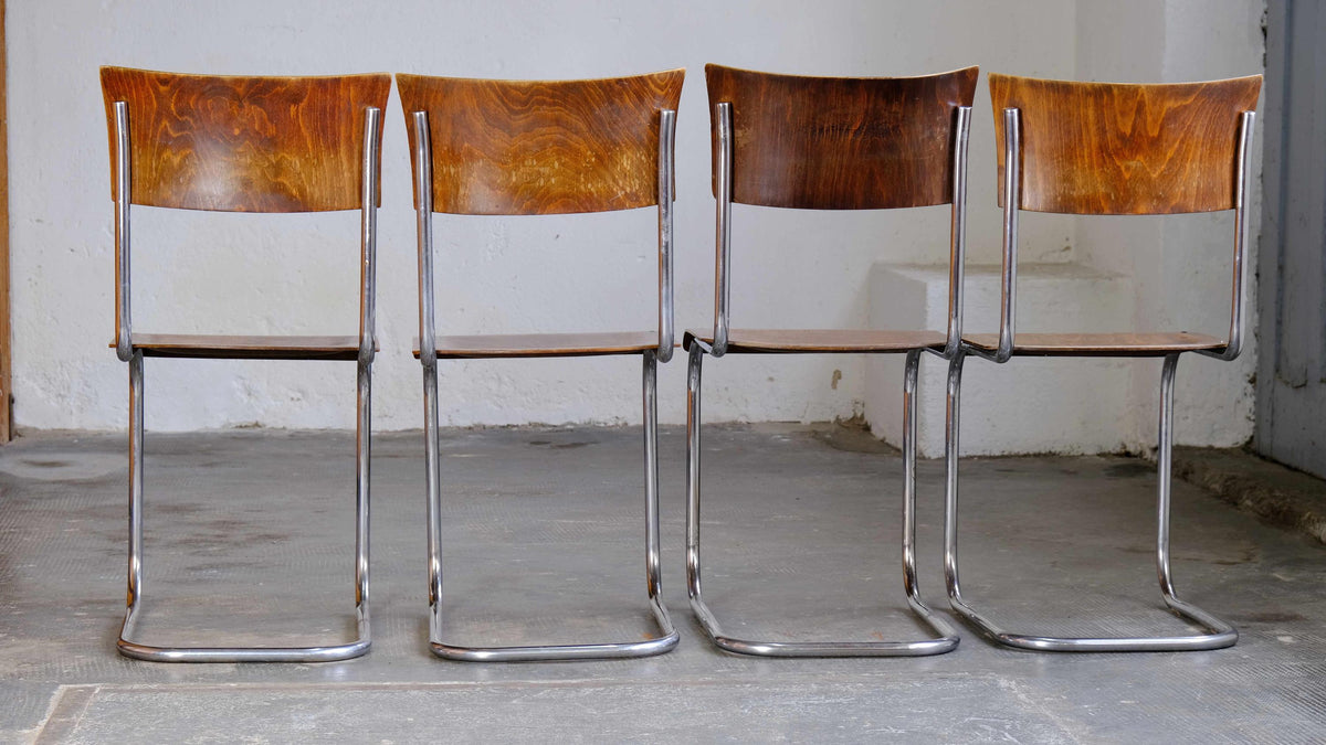 Vintage Set von 4 Freischwinger S 43 von Mart Stam für Slezák