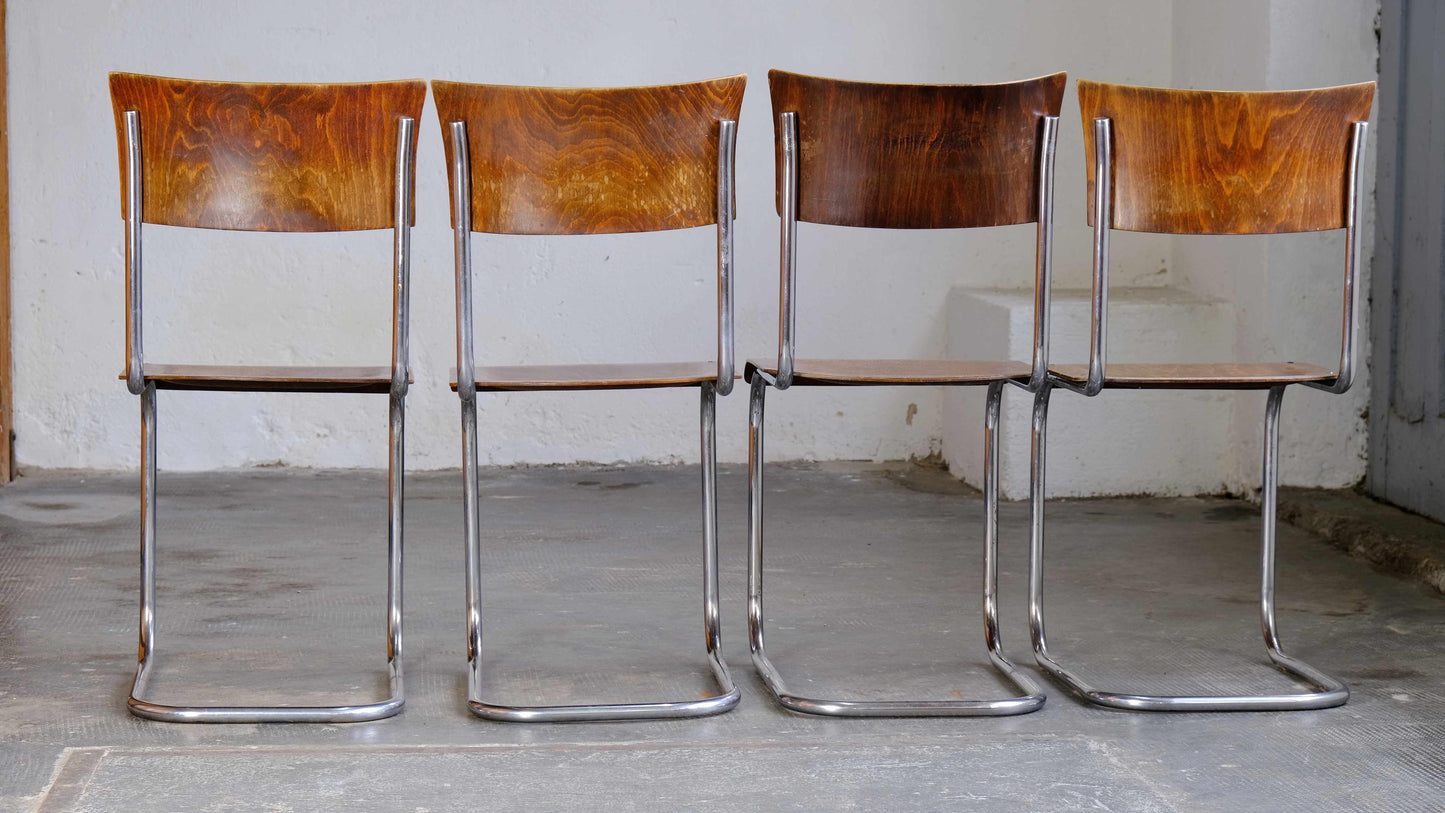 Vintage Set von 4 Freischwinger S 43 von Mart Stam für Slezák