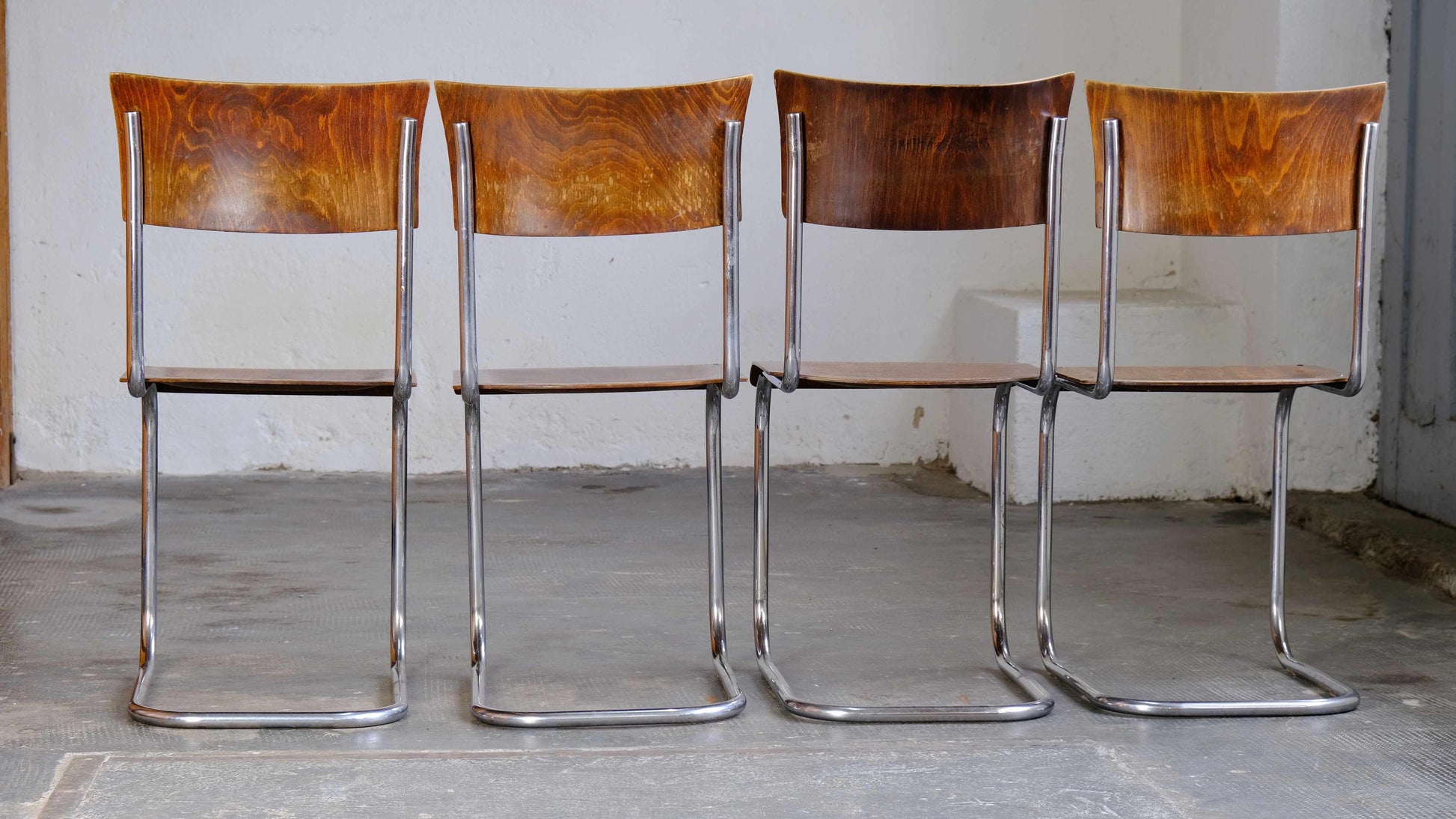 Vintage Set von 4 Freischwinger S 43 von Mart Stam für Slezák
