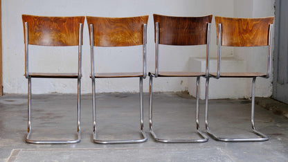 Vintage Set von 4 Freischwinger S 43 von Mart Stam für Slezák
