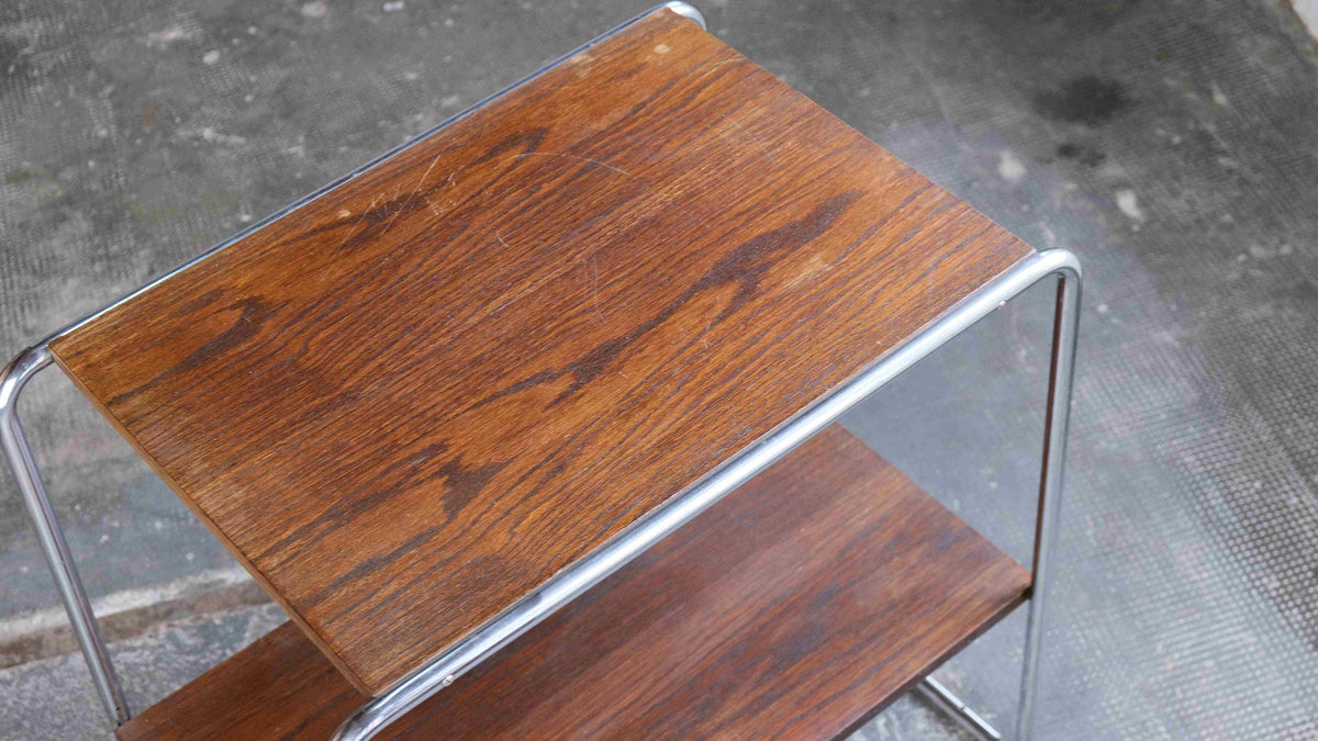 Vintage Regal Bauhaus verchromtes Stahlrohrgestell
