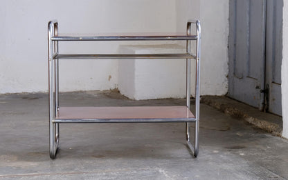 Vintage Beistelltisch Bauhaus / Regal Art Deco aus Stahlrohr