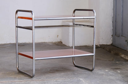Vintage Beistelltisch Bauhaus / Regal Art Deco aus Stahlrohr