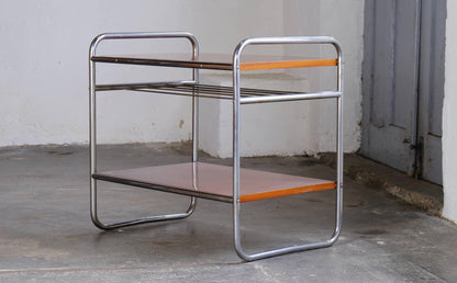Vintage Beistelltisch Bauhaus / Regal Art Deco aus Stahlrohr