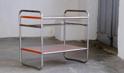 Vintage Beistelltisch Bauhaus / Regal Art Deco aus Stahlrohr
