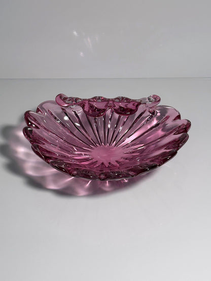 Vintage Schale Muschelform von Formia Vetri Murano Cranberry Glas 70er