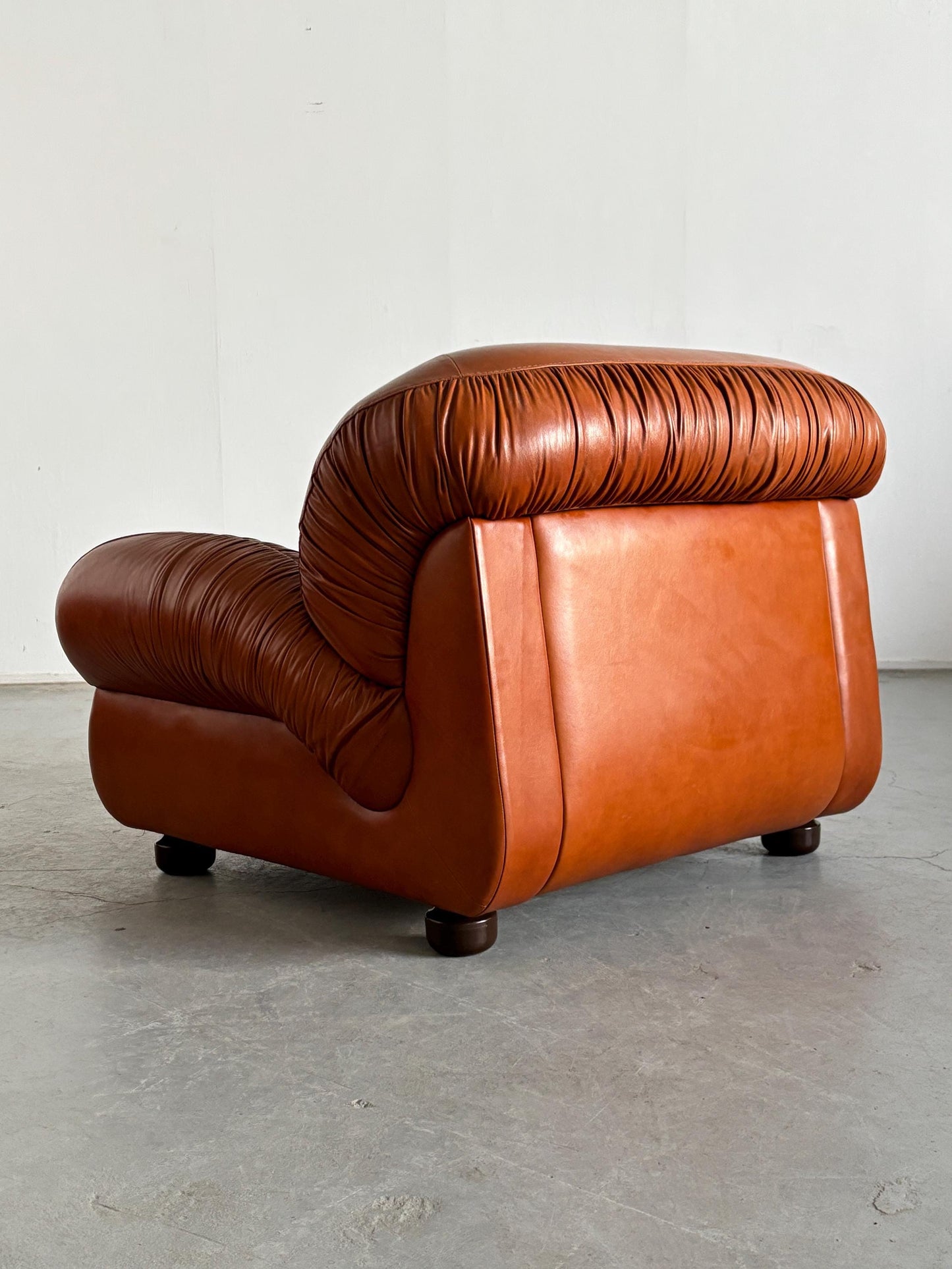 Vintage Sitz 1970er Cognac Leder Mid-Century Modern Italien Set von 3