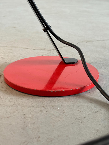 Vintage Postmoderne Schreibtischlampe Rot Schwarz Metall Geometrisch 1980er Niederlande