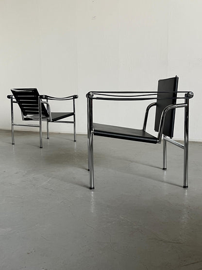 Vintage Lounge Chair im Stil von 'LC1' von Le Corbusier, Schwarz Leder