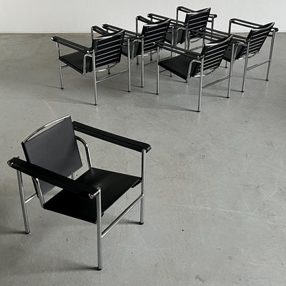 Vintage Lounge Chair im Stil von 'LC1' von Le Corbusier, Schwarz Leder