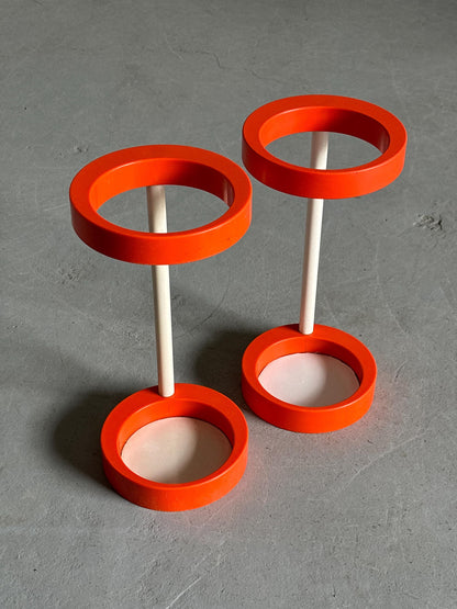Vintage Regenschirmständer, orange und weiß, Mid-Century Modern 1970er