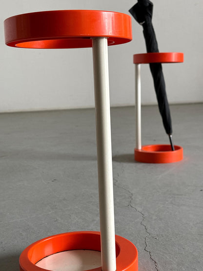Vintage Regenschirmständer, orange und weiß, Mid-Century Modern 1970er