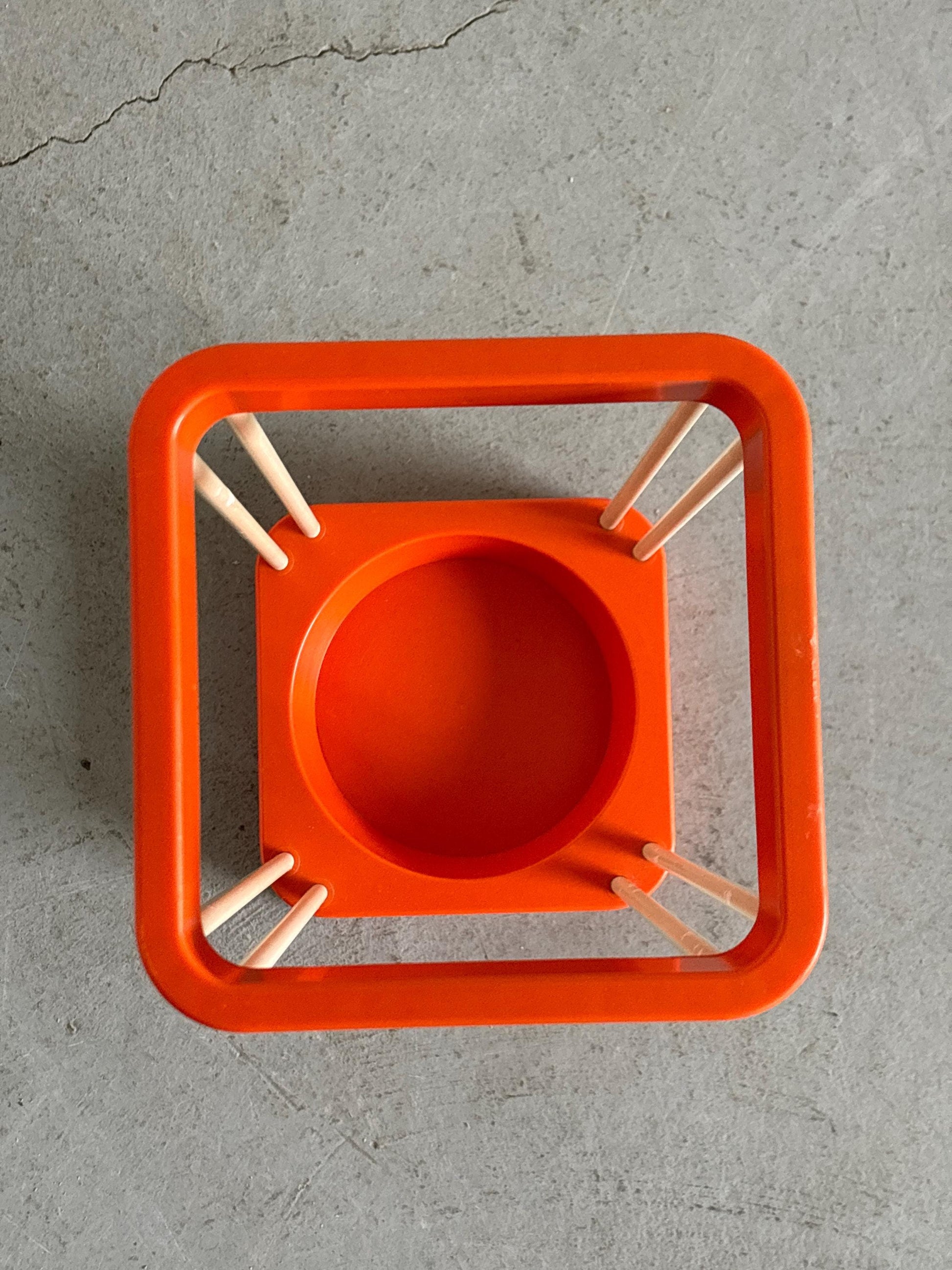 Vintage Regenschirmständer Space Age Orange Weiß 1970er