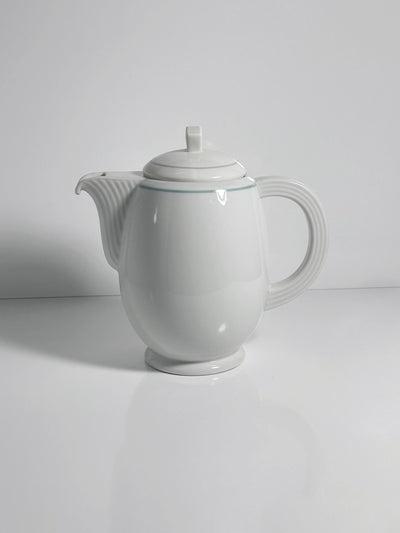 Théière vintage Art Deco Revival blanche et vert menthe, années 1980