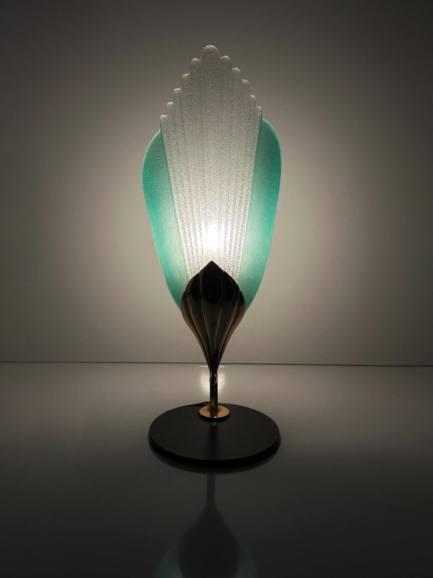 Vintage Murano Table Lamp Glass Brass by Barovier Toso Set of 2