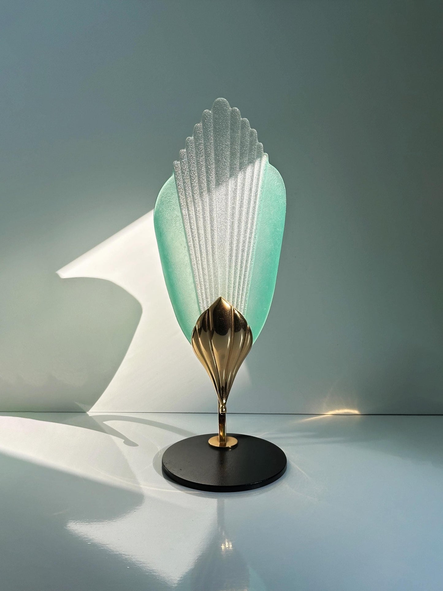 Vintage Murano Table Lamp Glass Brass by Barovier Toso Set of 2