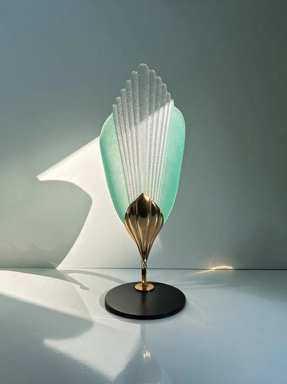 Vintage Murano Table Lamp Glass Brass by Barovier Toso Set of 2