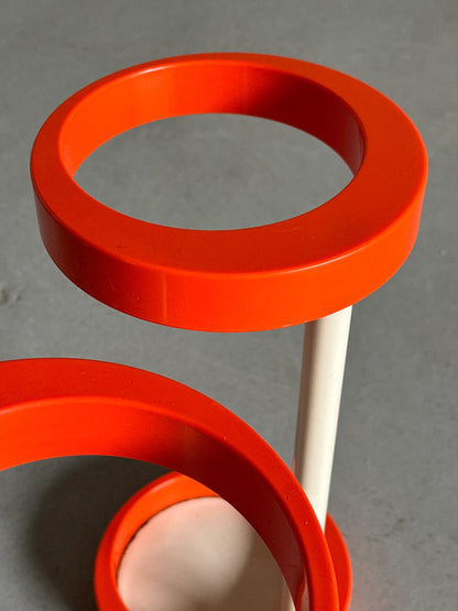 Vintage Regenschirmständer, orange und weiß, Mid-Century Modern 1970er