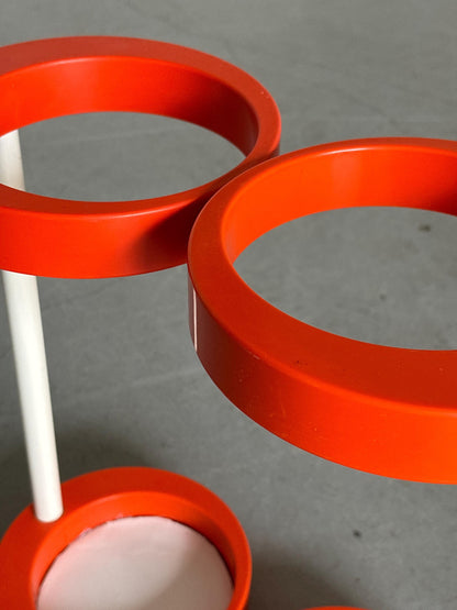 Vintage Regenschirmständer, orange und weiß, Mid-Century Modern 1970er