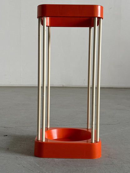 Vintage Regenschirmständer Space Age Orange Weiß 1970er