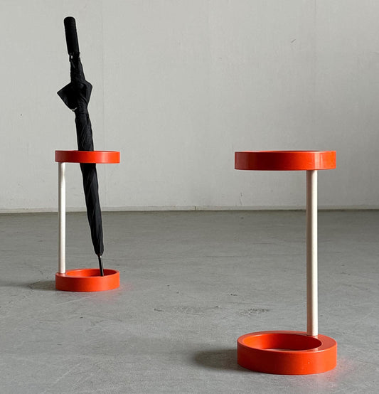 Vintage Regenschirmständer, orange und weiß, Mid-Century Modern 1970er